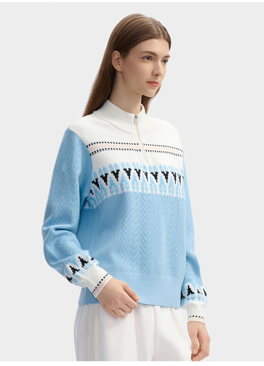 FILA CORE LIFESTYLE WHITE LINE GRENOBLE Women Knit Sweater (Full Print)