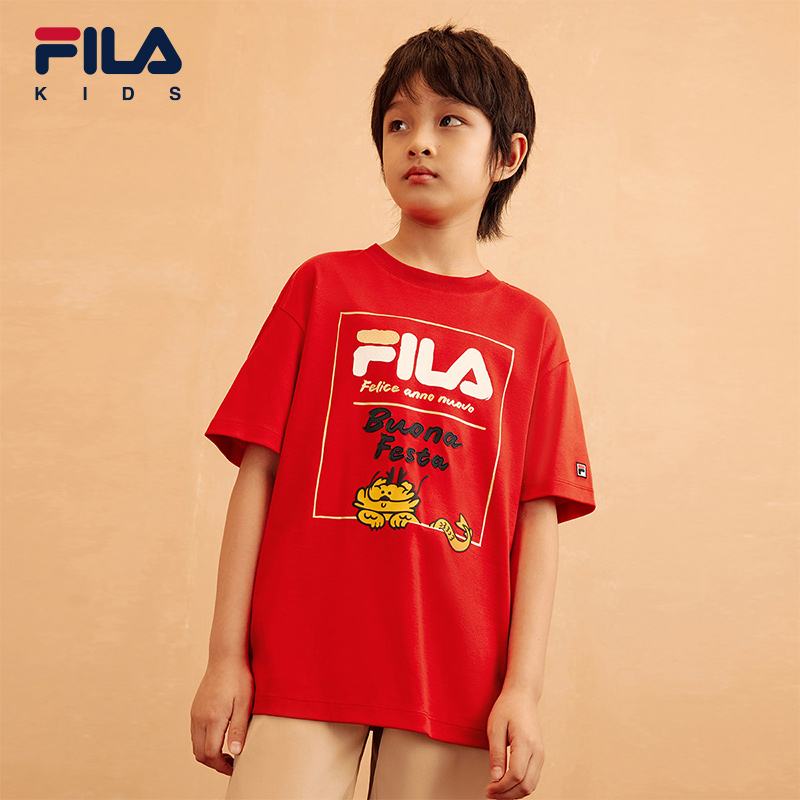 [ CNY Collection ] FILA KIDS ORIGINALE Chinese New Year Boy's Short Sleeve T-shirt in Red