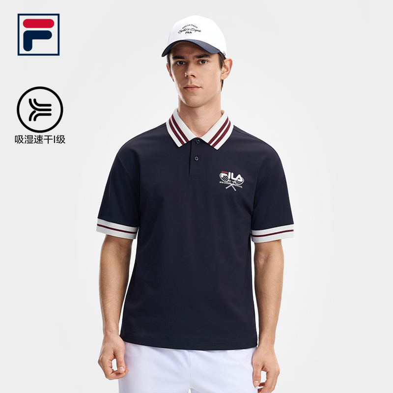 FILA ATHLETICS Men Knitted Short Sleeve Polo Shirt
