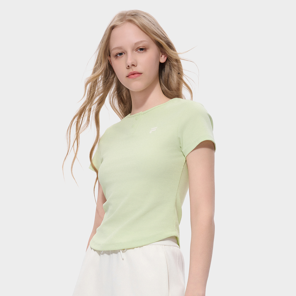 FILA FUSION INLINE Women Knitted Short Sleeve Top