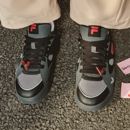 [V-Day Edition] FILA FUSION KICK II Women & Men Skate Shoes (Valentine's Couple Sneakers - Black and White )