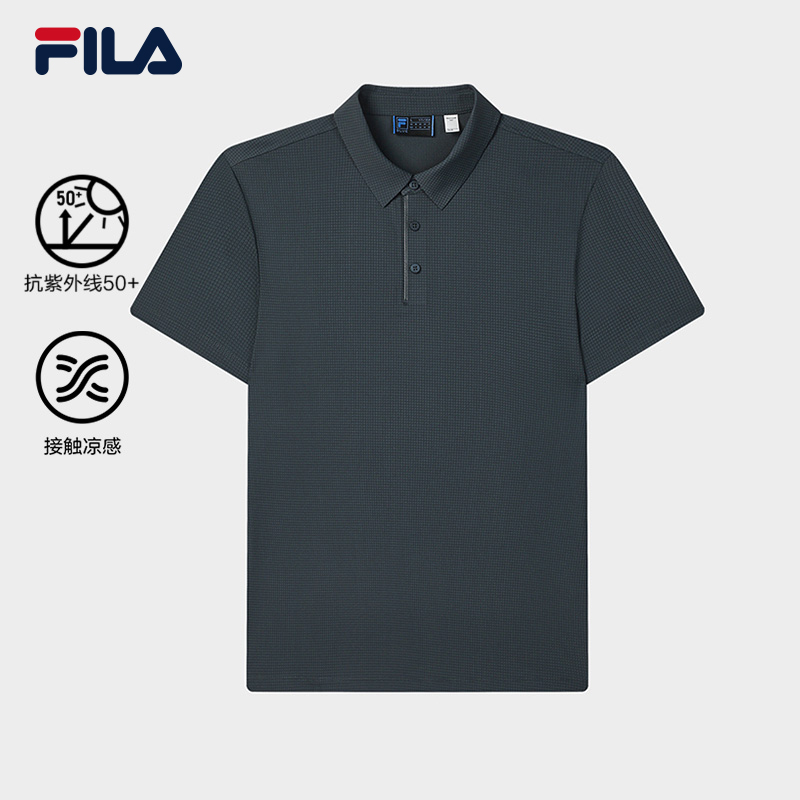 FILA CORE LIFESTYLE BLUE SPORTY & LUXURIOUS MAXI YACHT, PORTO CERVO Men Polo T-shirt (Black / Navy)