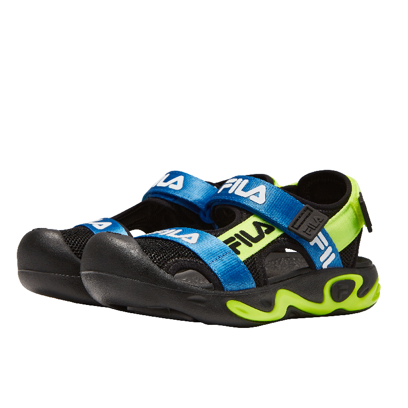 FILA KIDS Boy's HERITAGE Sandals in Black/Blue/Green