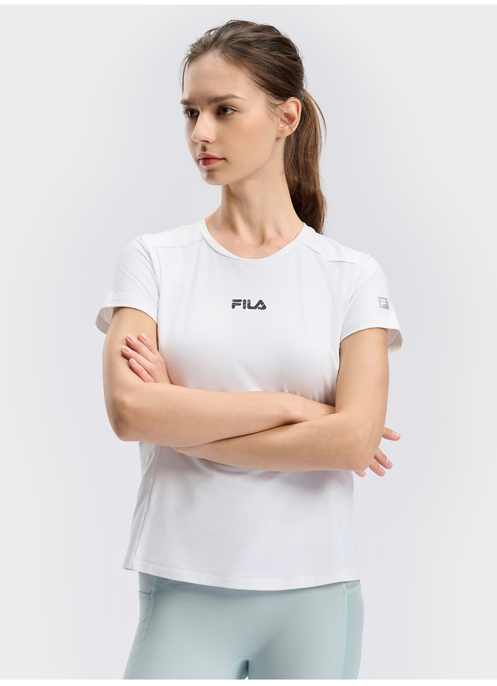 FILA CORE ATHLETICS BLACK Women Short Sleeve T-shirt (Turquoise / White)