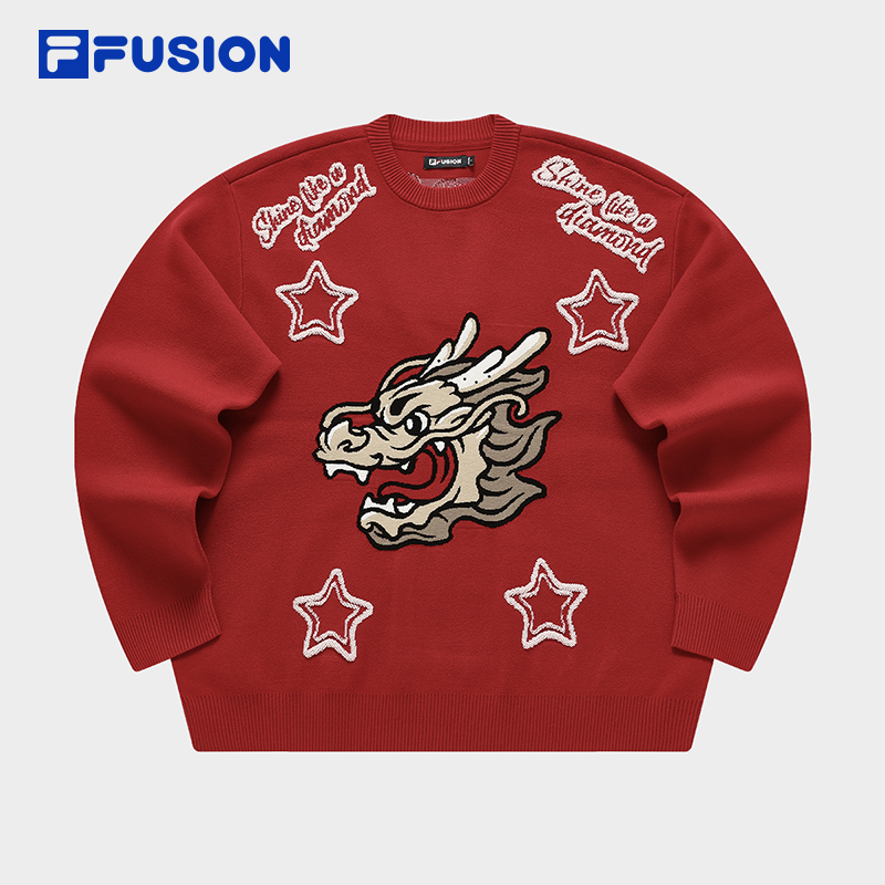[ NANA CNY Collection ] FILA FUSION CULTURE Women's Knit Sweater in Red Chinese New Year