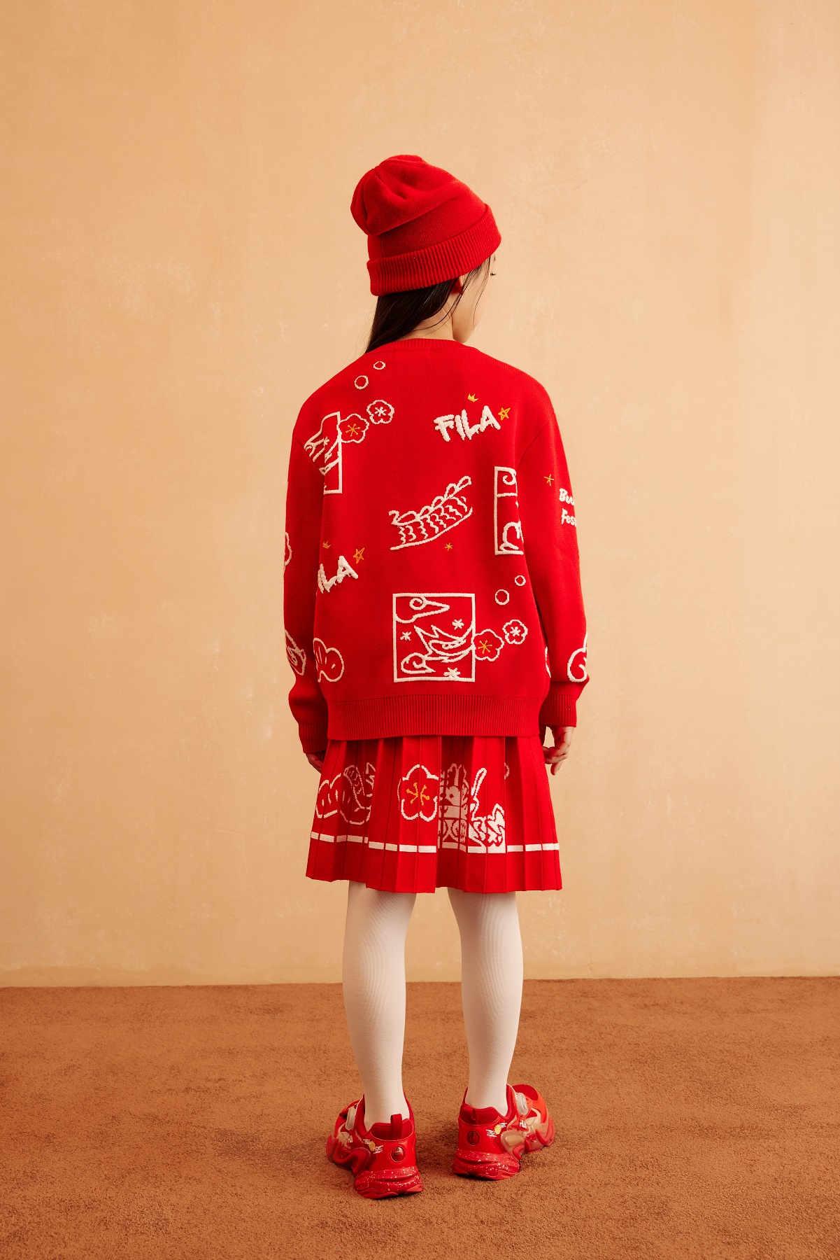 [ CNY Collection ] FILA KIDS ORIGINALE Chinese New Year Girl's Cardigan in Red