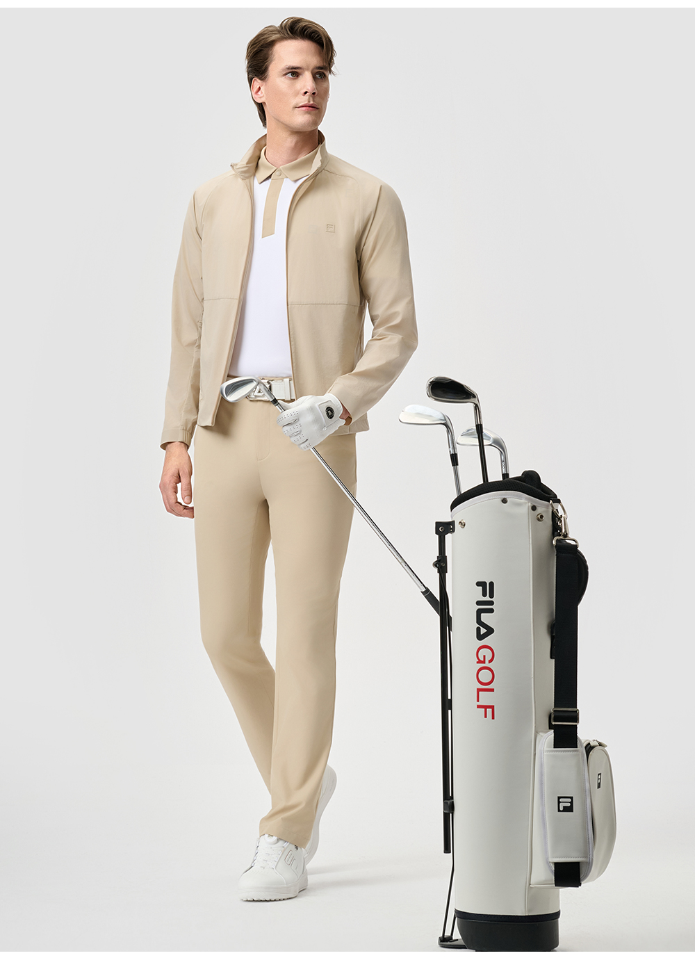 FILA CORE ATHLETICS GOLF STATELY FLORAL Men Woven Jacket (Black / Light Khaki)