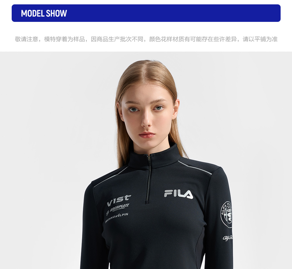 FILA CORE ATHLETICS SKI FILA X JAMES JEAN Women Long Sleeve Top (Black / White)
