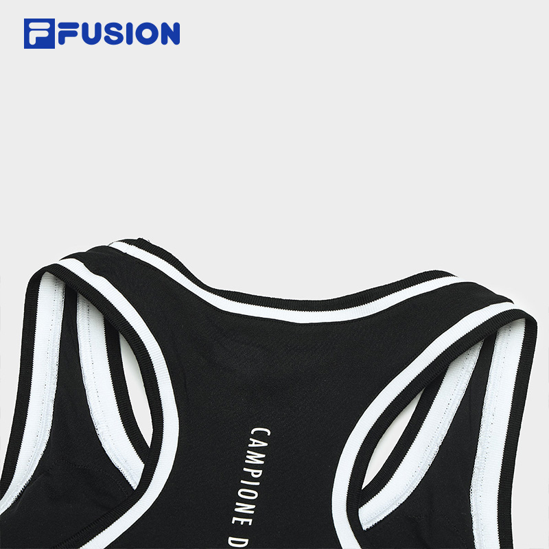 FILA FUSION BASKETBALL INLINE UNIFORM Women's Cropped Short Sleeve T-shirt (White) and Sports Bra (Black) (2-piece Set)