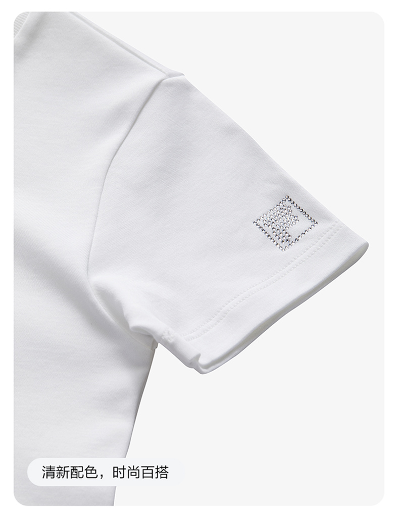 (105 - 130cm) FILA KIDS WHITE LINE Girl's Short Sleeve T-Shirt in White