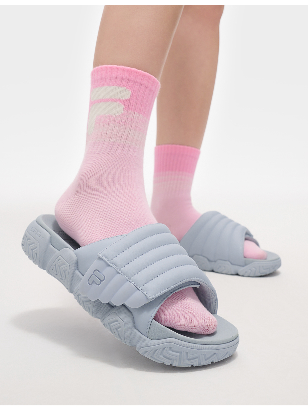 FILA FUSION BARRICADE Women Slippers (White / Icy Blue / Pink)