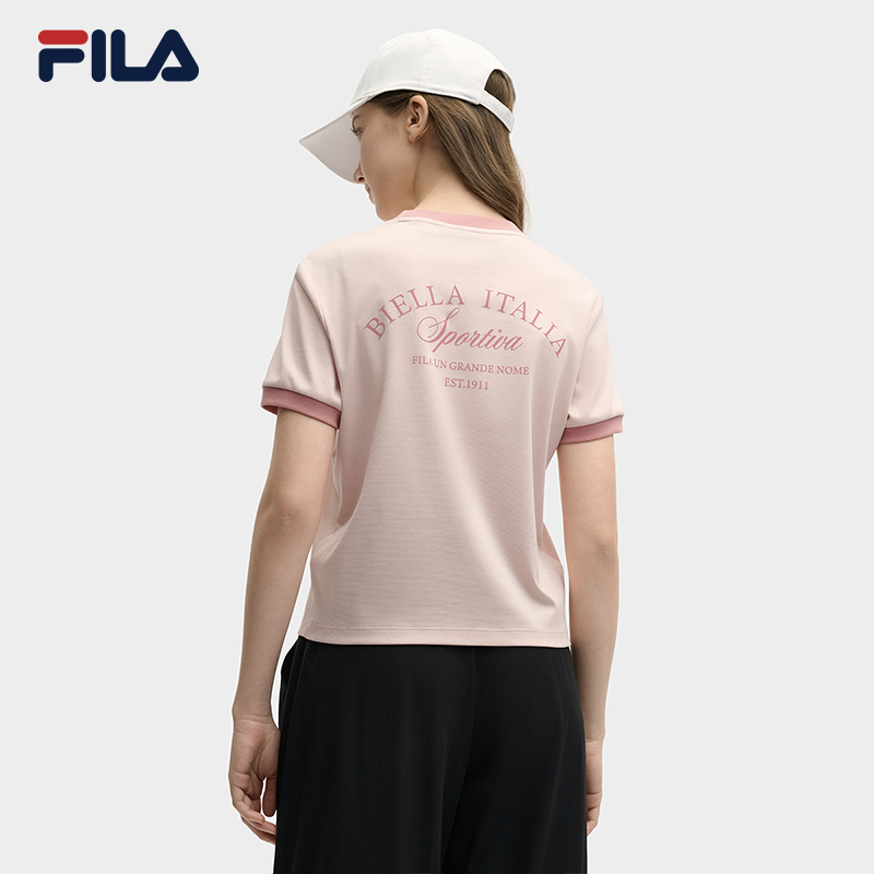 FILA CORE LIFESTYLE ORIGINALE DREAMS ON THE COURT Women Short Sleeves T-Shirt (Black / Pink / White)