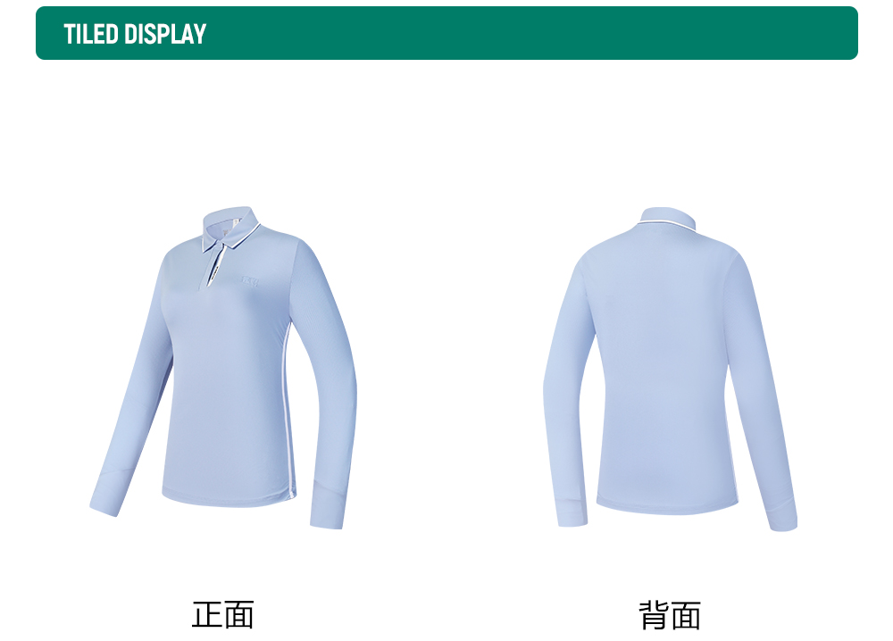 FILA CORE ATHLETICS GOLF (DP WORLD TOUR) Women Long Sleeve Polo (Light Blue / White)