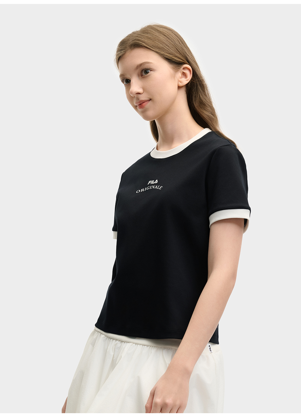 FILA CORE LIFESTYLE ORIGINALE DREAMS ON THE COURT Women Short Sleeves T-Shirt (Black / Pink / White)