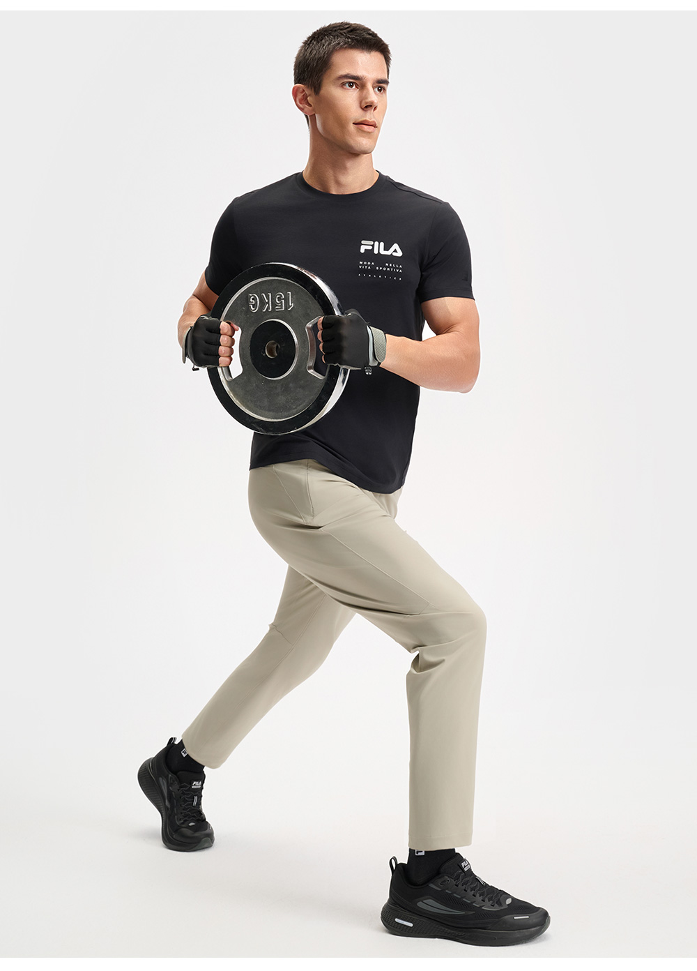 FILA CORE ATHLETICS FITNESS MEN ARTE ELEGANTE Men Short Sleeves T-Shirt (Black / Ash / Blue)