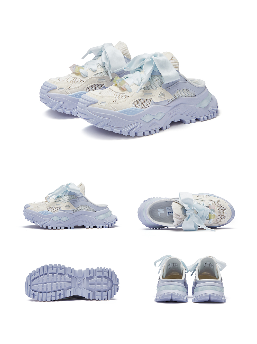 FILA FUSION BIANCO MULES Women Platform Shoes/Sneakers (Pink/ Grey / Purple)