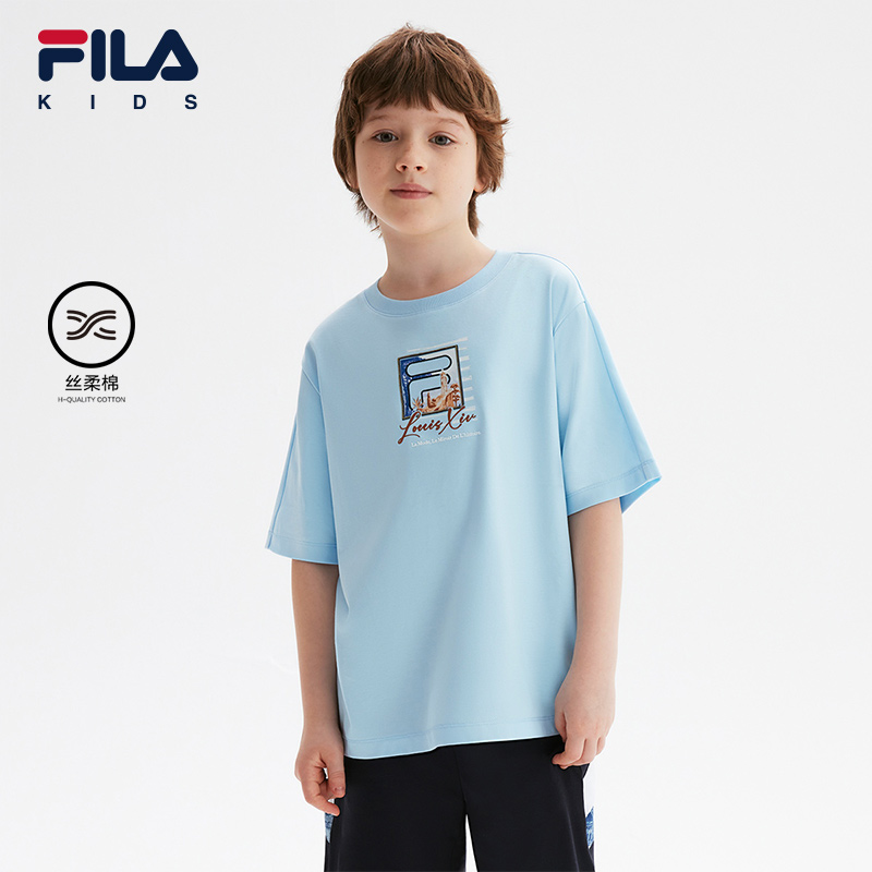 FILA KIDS WHITE LINE x RMN Boys' Printed Short Sleeve T-Shirts (Multi-Colors and Designs Available - White/Yellow/Blue)