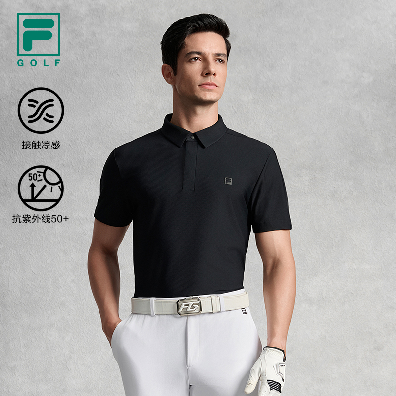 FILA CORE ATHLETICS GOLF ELITE GOLF CLUB Men Short Sleeve Polo (Black)