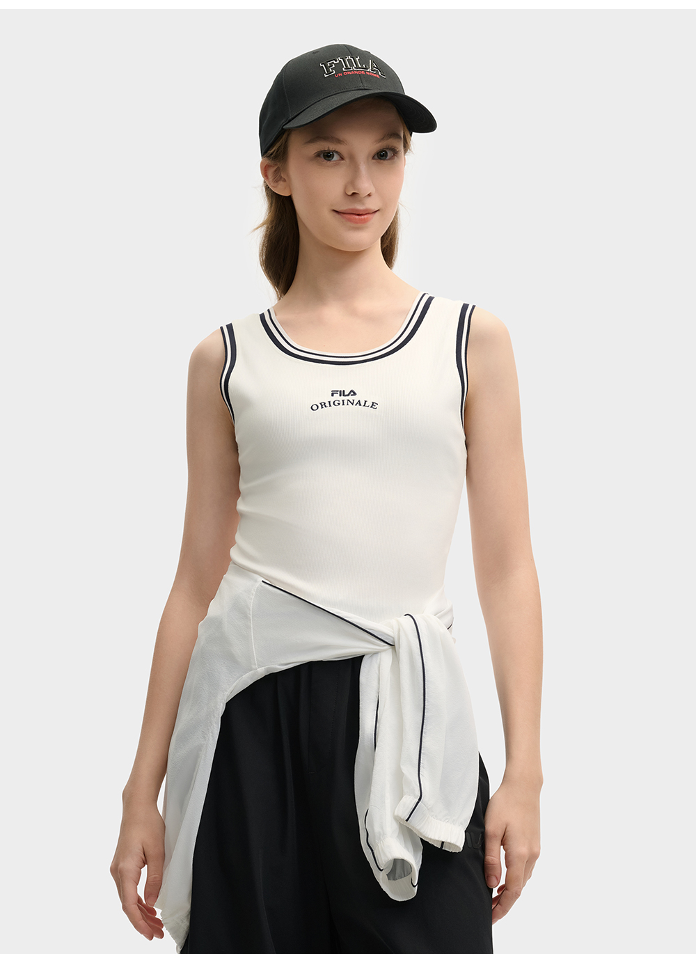FILA CORE LIFESTYLE ORIGINALE DREAMS ON THE COURT Women Knitted Sleeveless Top (Black / White)