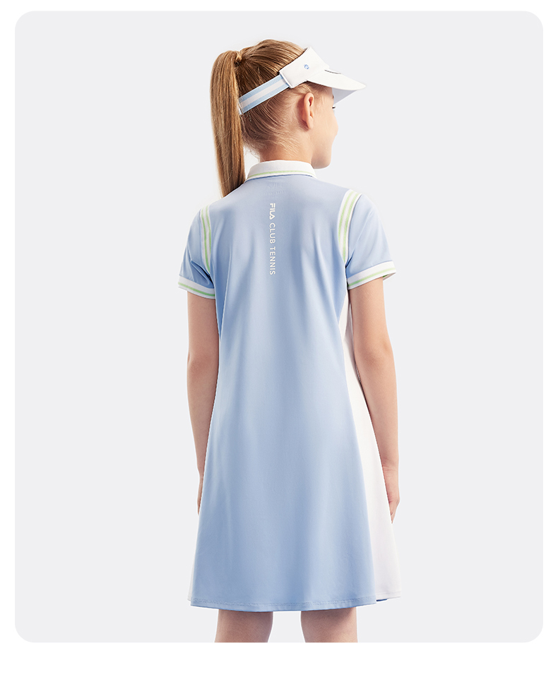 (130 - 165cm) FILA KIDS TENNIS Girl's Dress with Inner Shorts in Light Blue