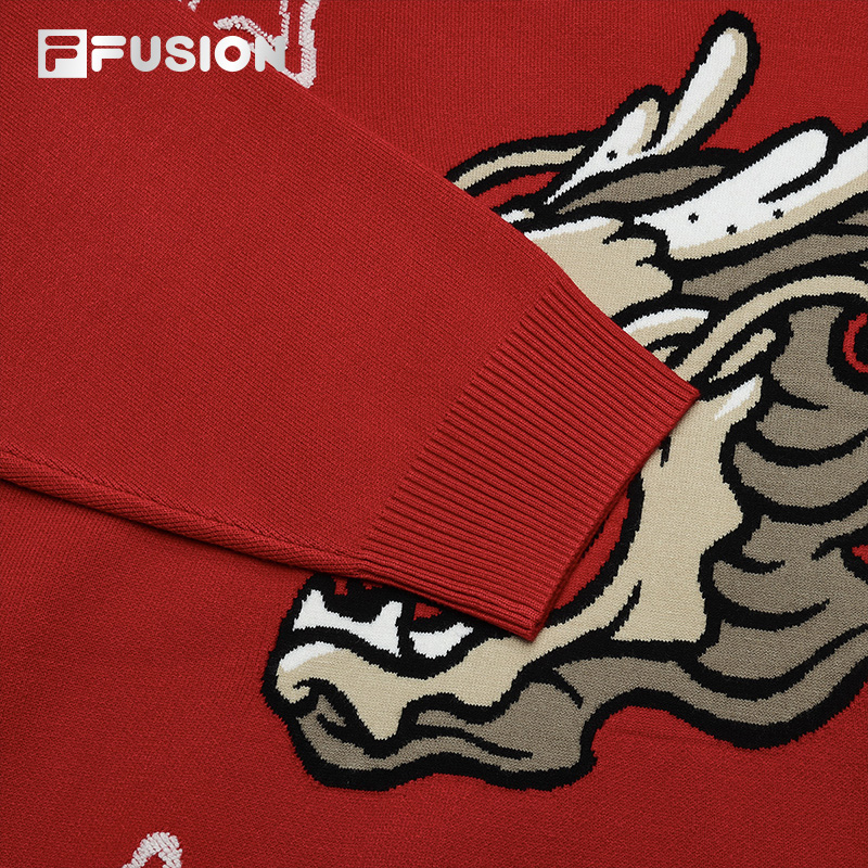 [ NANA CNY Collection ] FILA FUSION CULTURE Women's Knit Sweater in Red Chinese New Year