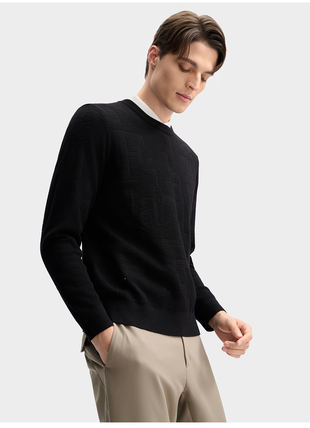 FILA CORE LIFESTYLE BLUE QUADRILATERO AESTHETICS Men Knit Sweater (Black)