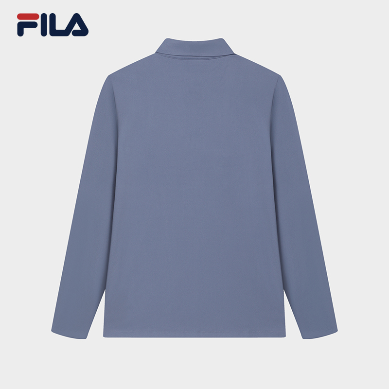 FILA CORE WHITE LINE BLUE Men's Long Sleeve Polo in Black