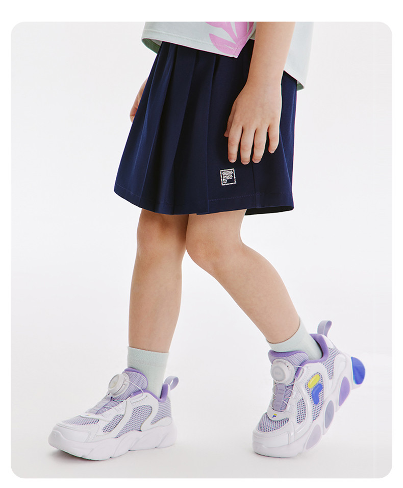 (105-130cm) FILA Kids breathable short skirt girls' pants skirt woven skirt in Dark Blue
