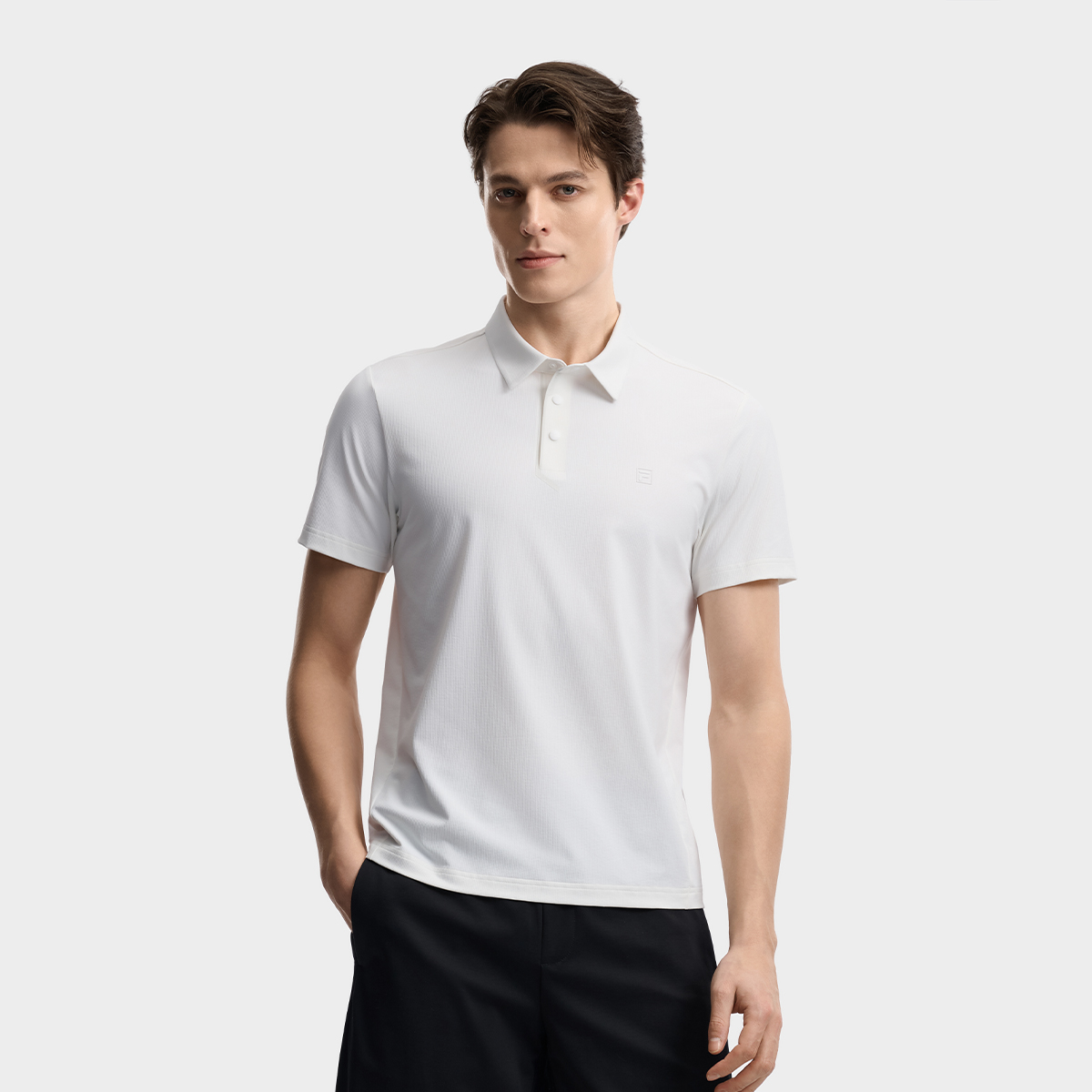FILA MEN'S WHITE Knitted Short Sleeve Polo Shirt