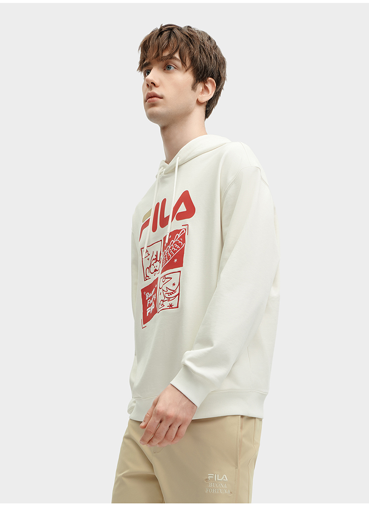[ CNY Collection ] FILA CORE WHITE LINE ORIGINALE Men's Hooded Sweater in Red Chinese New Year