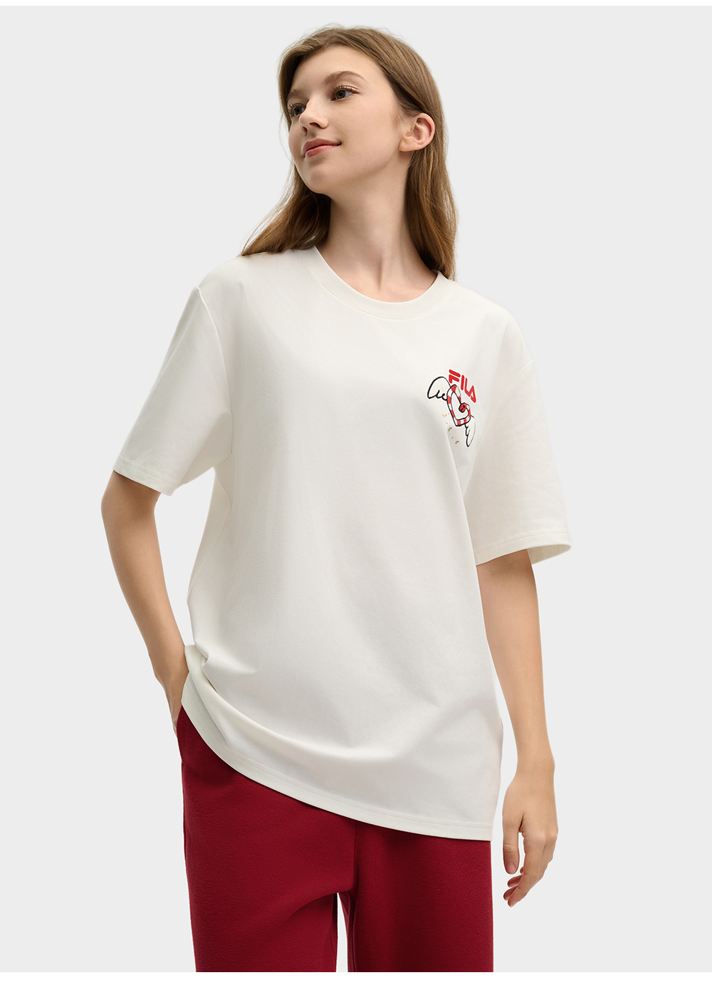 FILA CORE LIFESTYLE ORIGINALE FILA SOPHEY Unisex Short Sleeves T-Shirt (Black / Red / White) - Unisex