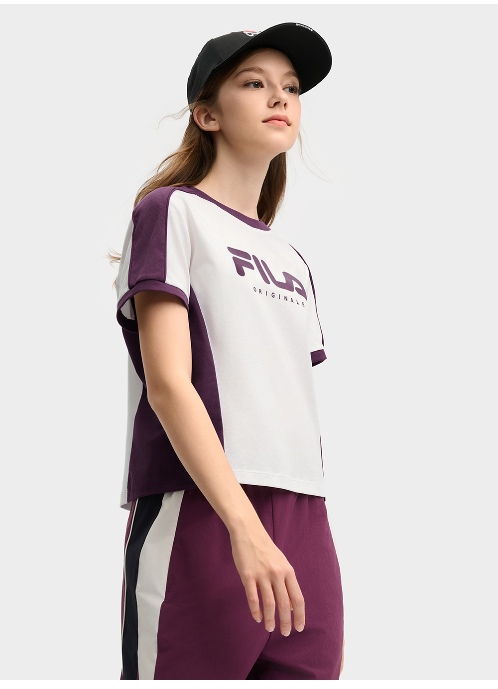 FILA CORE LIFESTYLE ORIGINALE VANGUARD EXPLORATION Women Short Sleeves T-Shirt (Purple / White)