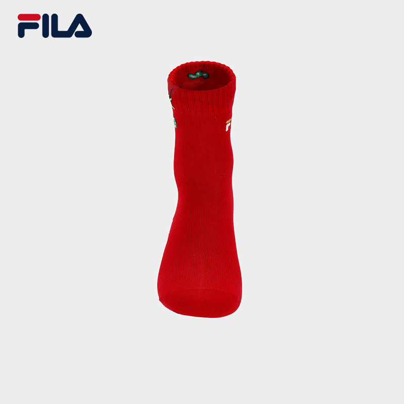 [ CNY Collection ] FILA CORE WHITE LINE FILA ORIGINALE Women's Middle Socks in Red