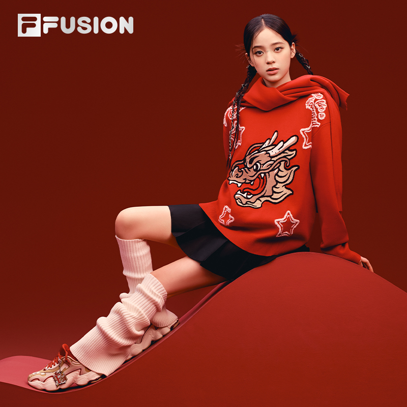 [ NANA CNY Collection ] FILA FUSION CULTURE Women's Knit Sweater in Red Chinese New Year