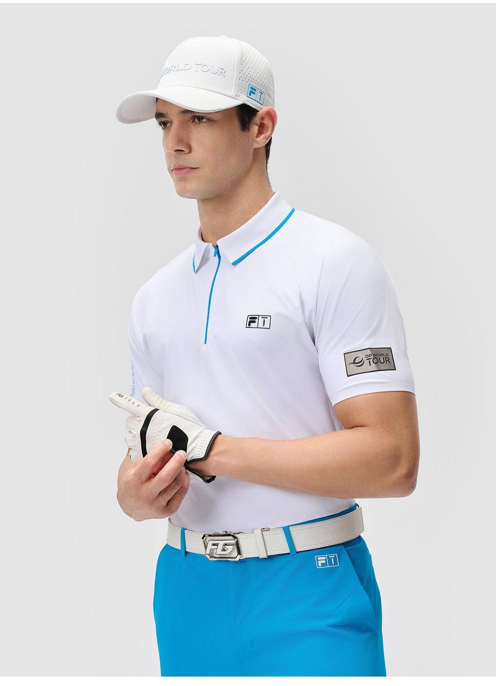 FILA CORE ATHLETICS GOLF (DP WORLD TOUR) Men Short Sleeve Polo (White)