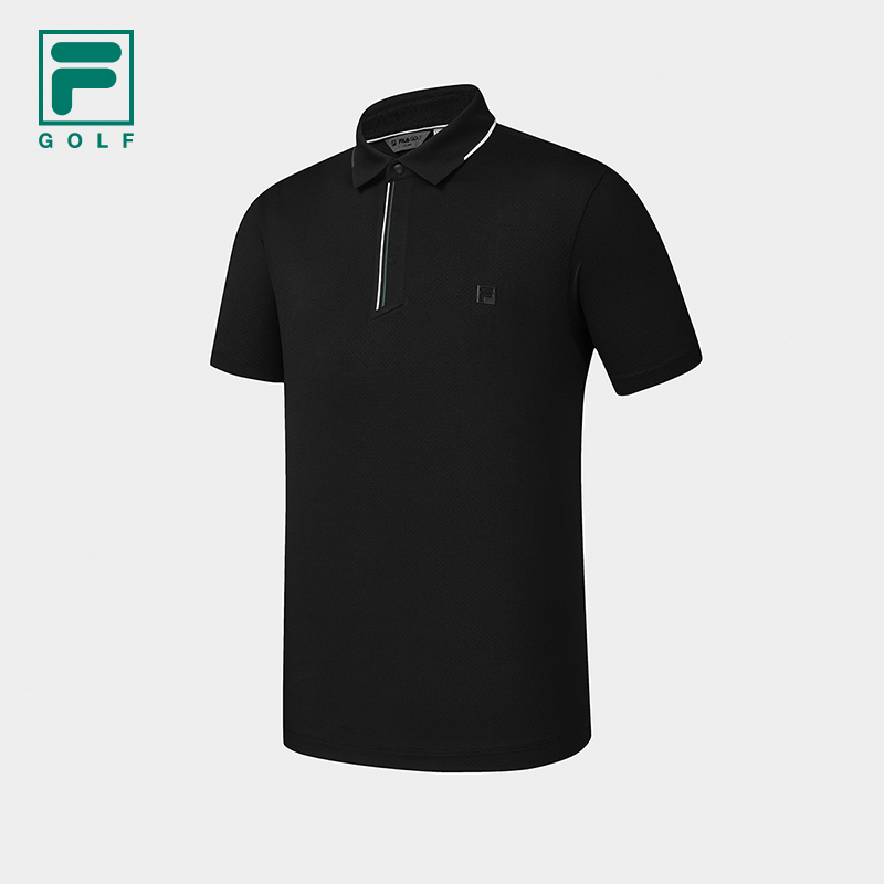FILA CORE Men GOLF Knitted Short Sleeve Polo Shirt BLACK