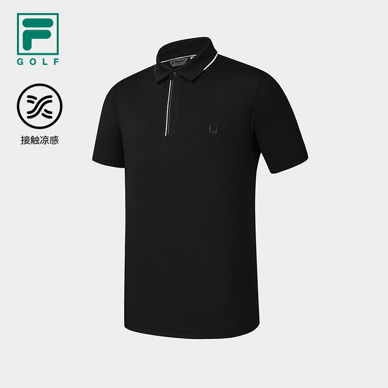 FILA CORE Men GOLF Knitted Short Sleeve Polo Shirt BLACK