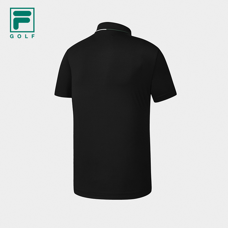 FILA CORE Men GOLF Knitted Short Sleeve Polo Shirt BLACK