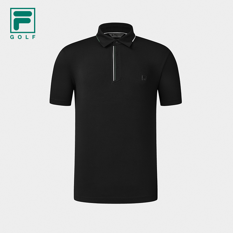 FILA CORE Men GOLF Knitted Short Sleeve Polo Shirt BLACK