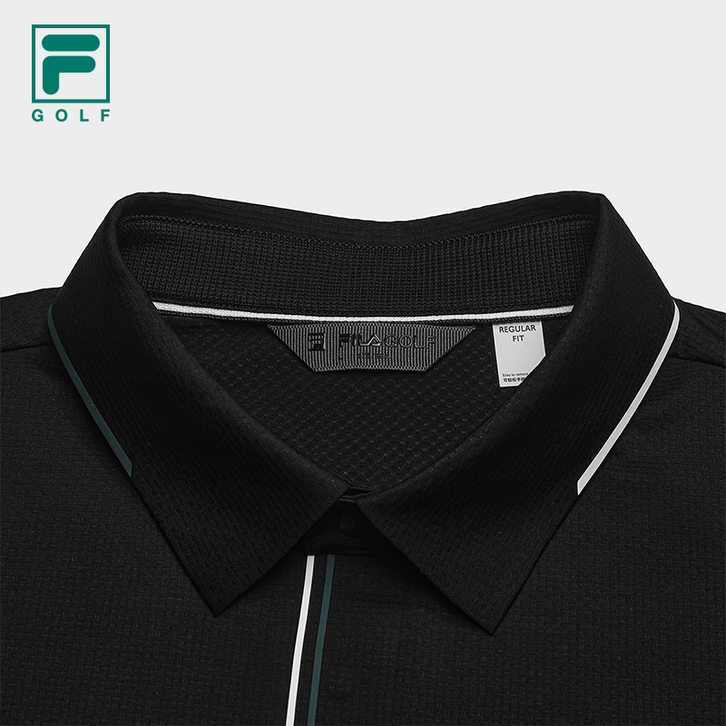 FILA CORE Men GOLF Knitted Short Sleeve Polo Shirt BLACK