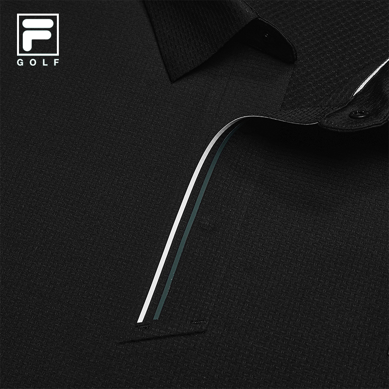 FILA CORE Men GOLF Knitted Short Sleeve Polo Shirt BLACK