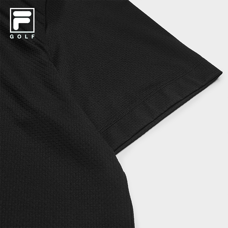 FILA CORE Men GOLF Knitted Short Sleeve Polo Shirt BLACK