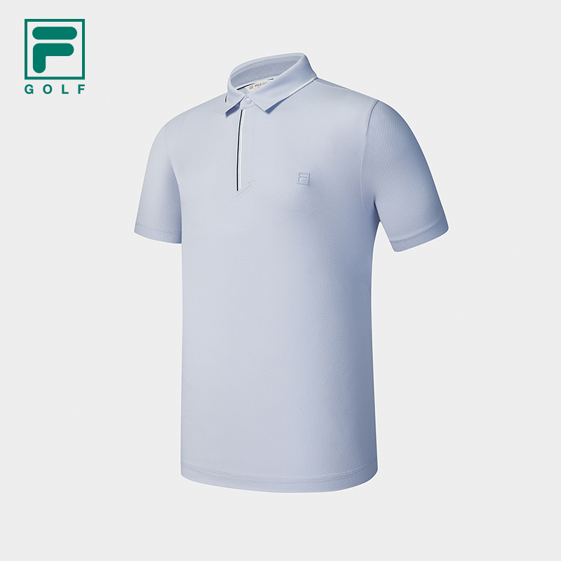 FILA CORE Men GOLF Knitted Short Sleeve Polo Shirt LIGHT BLUE