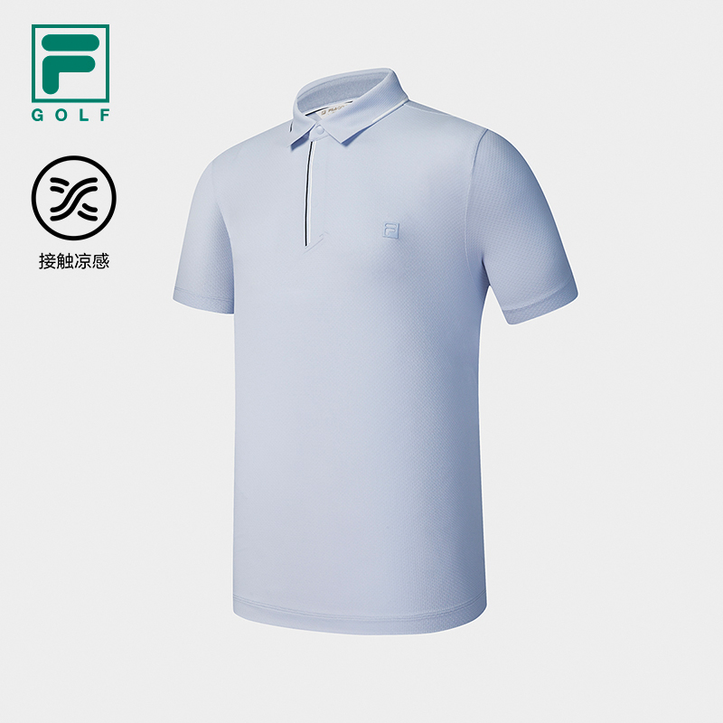 FILA CORE Men GOLF Knitted Short Sleeve Polo Shirt LIGHT BLUE