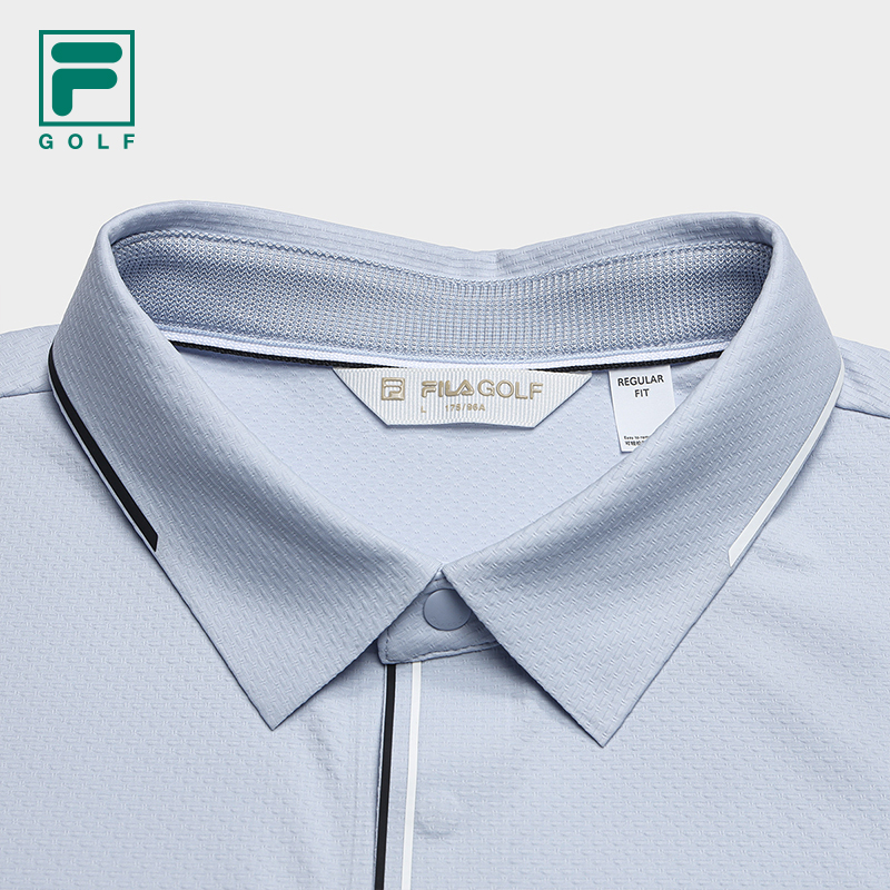 FILA CORE Men GOLF Knitted Short Sleeve Polo Shirt LIGHT BLUE
