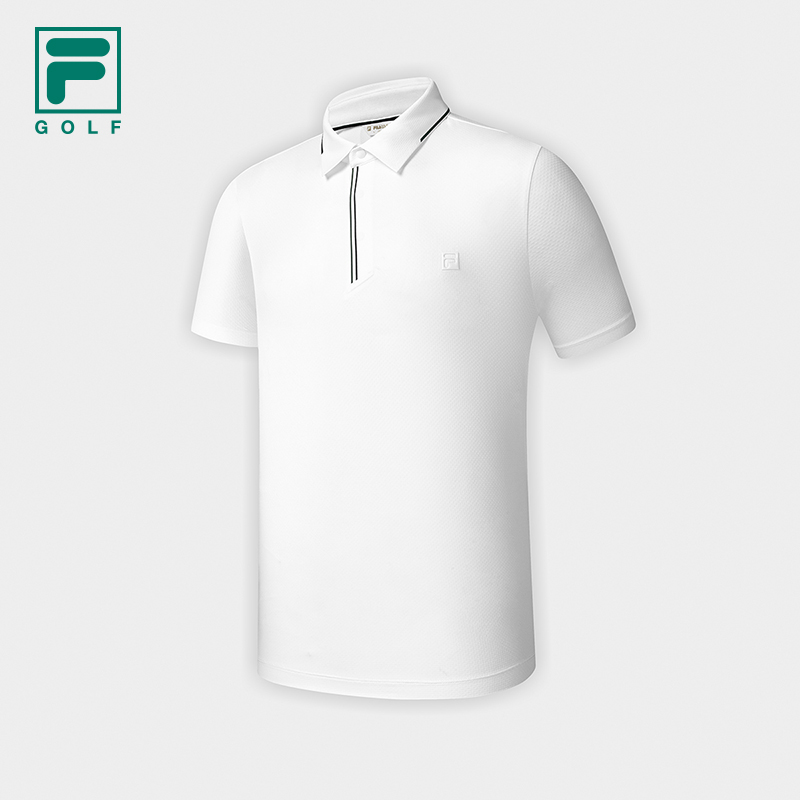 FILA CORE Men GOLF Knitted Short Sleeve Polo Shirt WHITE