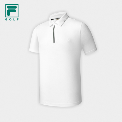 FILA CORE Men GOLF Knitted Short Sleeve Polo Shirt WHITE