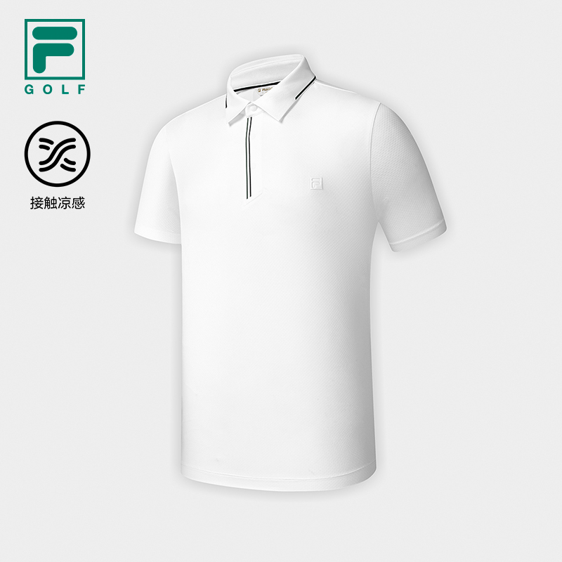 FILA CORE Men GOLF Knitted Short Sleeve Polo Shirt WHITE