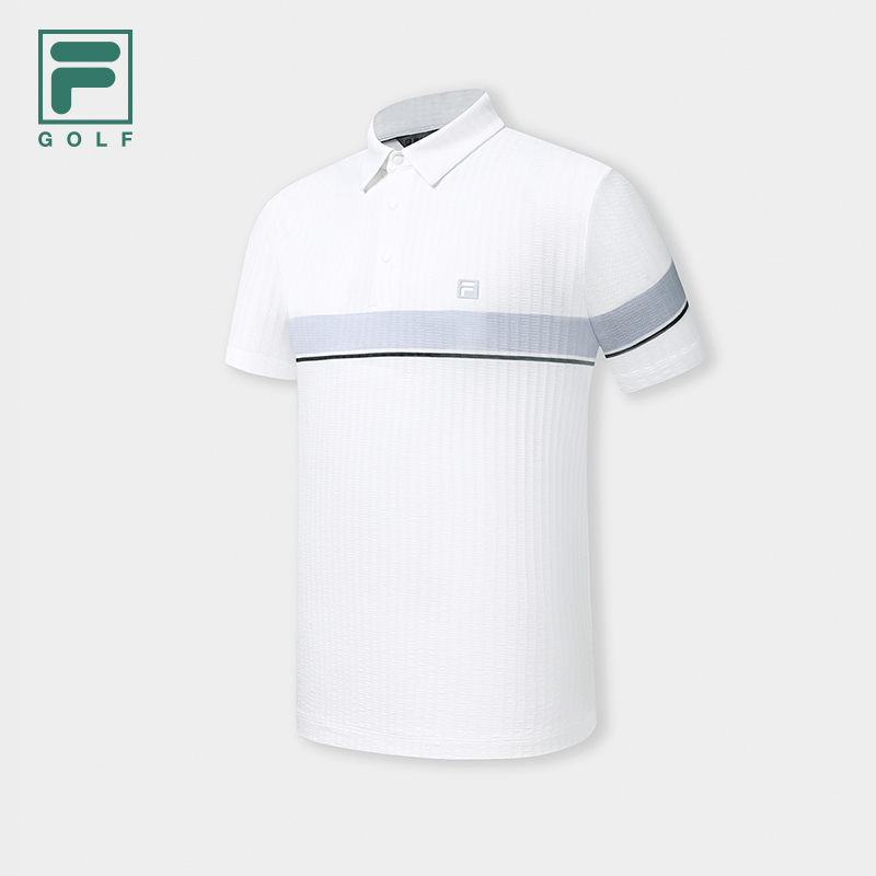 FILA CORE Men GOLF Knitted Short Sleeve Polo Shirt WHITE