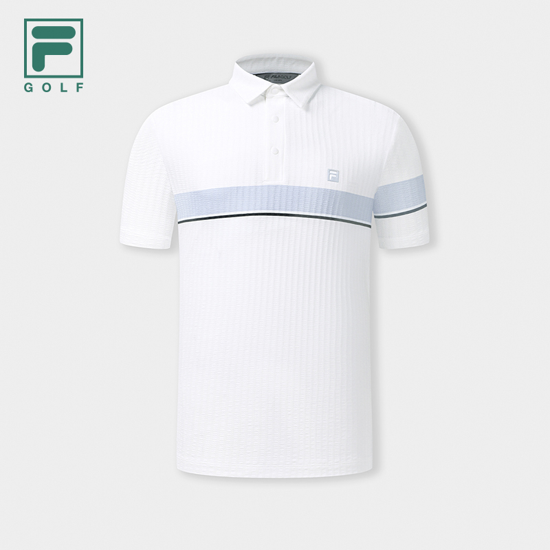 FILA CORE Men GOLF Knitted Short Sleeve Polo Shirt WHITE
